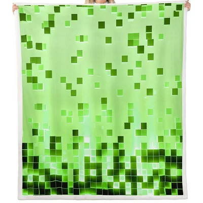 Pixel Art Blanket Green Mosaic Gradient Design for Retro Lovers