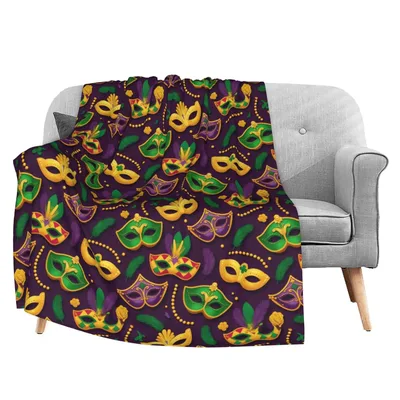 Mardi Gras Masks Pattern Blanket: Festive Mask Design for Celebration