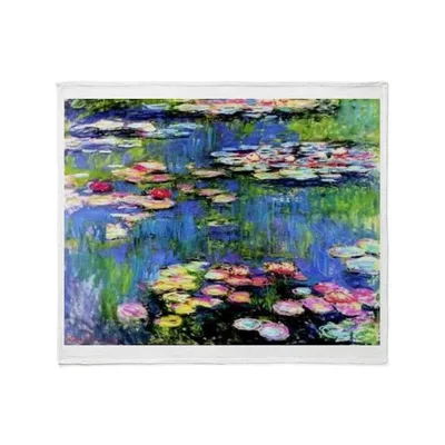 Monet Water Lilies Blanket: Impressionist Pond Art for Home Decor