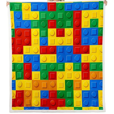 Colorful Building Blocks Pattern Blanket: 3D Brick Design for Play