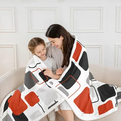 Abstract Grid Squares Art Blanket: Modern Geometric Design