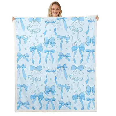 Blue Bowknot Watercolor Pattern Blanket No. 2