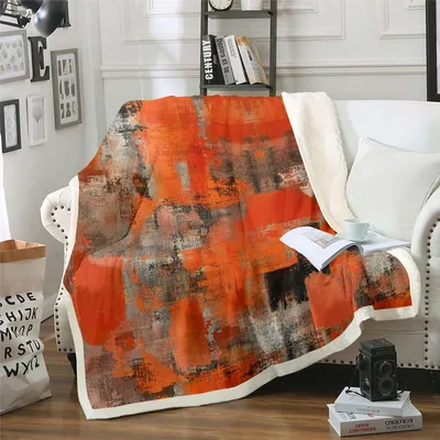 Abstract Grunge Orange Pattern Blanket: Bold Artistic Throw