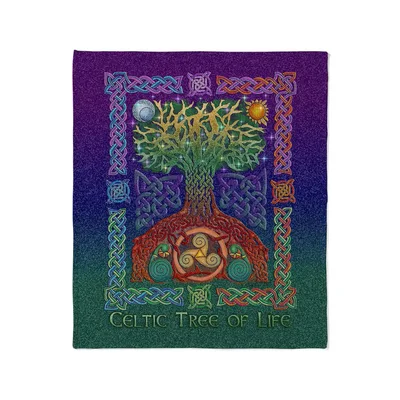 Celtic Tree of Life Blanket featuring an intricate knot border
