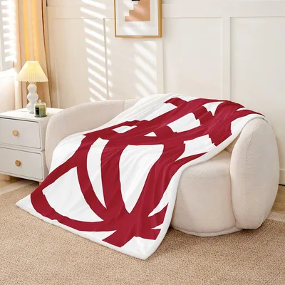 Red and White Abstract Blanket Bold Swirl Design for Modern Rooms