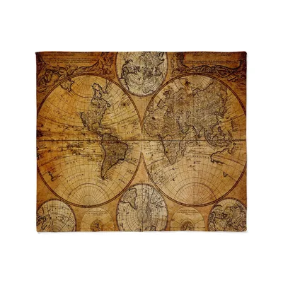 Vintage World Map Sepia Blanket