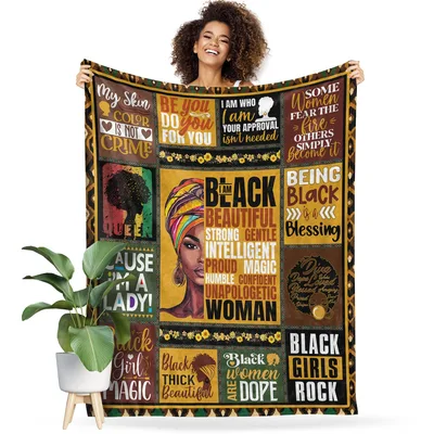 Black Girl Magic Quotes Woman Blanket Celebrating Strength and Beauty