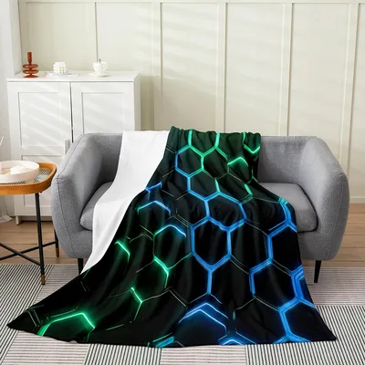 Neon Honeycomb Hexagon Pattern Blanket for Geometric Lovers