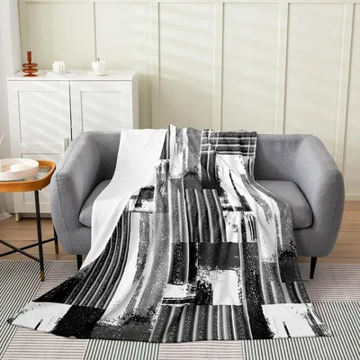 Black and White Abstract Pattern Blanket for Modern Interiors