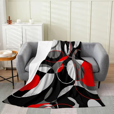 Geometric Circle Abstract Art Blanket for Modern Home Decor