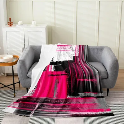 Pink Abstract Brushstroke Pattern Blanket for Art Lovers