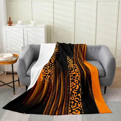 Orange Leopard Stripes Pattern Blanket