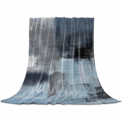 Gray Blue Abstract Painting Blanket for Modern Art Lovers