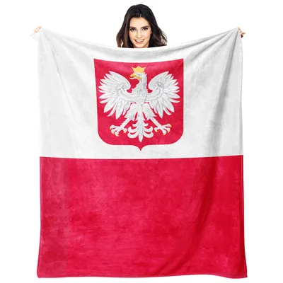 Polish Flag with White Blanket: Crowned Eagle Design
