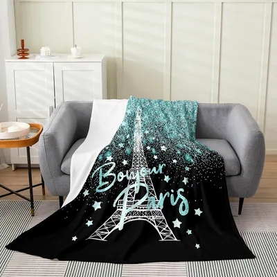 Bonjour Paris Eiffel Tower Blanket: Glittery Night Sky Design