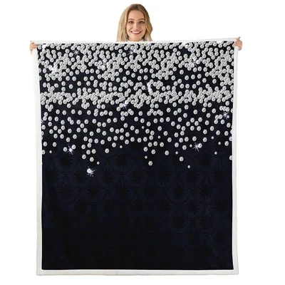 Silver Glitter Dot Pattern Blanket: Sparkling Diamond Art Design