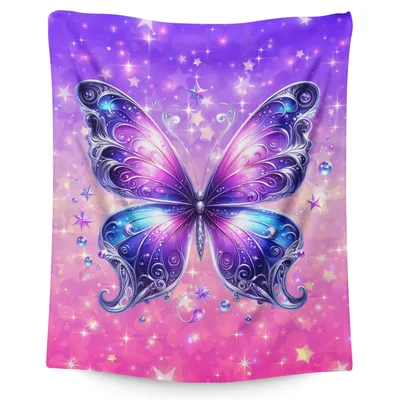 Purple Butterfly Design Blanket: Ethereal Art for Your Space