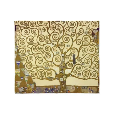 Tree of Life Klimt Blanket: Golden Spiral Art for Home