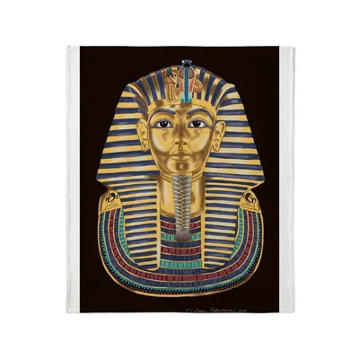 Golden Pharaoh Mask Blanket: Ancient Egyptian Art Design