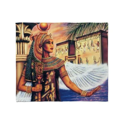 Egyptian Queen with Fan Blanket: Winged Deity Art Print