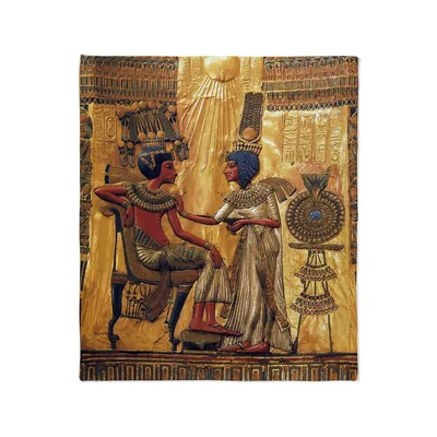 Tutankhamun and Ankhesenamun Egypt Blanket: Ancient Art Print