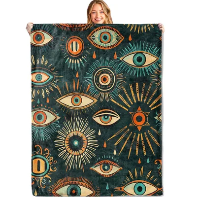 Mystic Evil Eye Pattern Blanket: Boho Art Design for Spiritual Lovers
