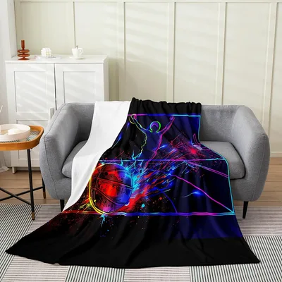 Neon Swirl Abstract Design Blanket: Neon Basketball Art for Players