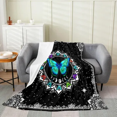 Butterfly Mandala Starry Night Blanket for Cosmic Lovers
