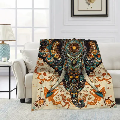 Mandala Elephant Boho Pattern Blanket: Intricate Tribal Art Design