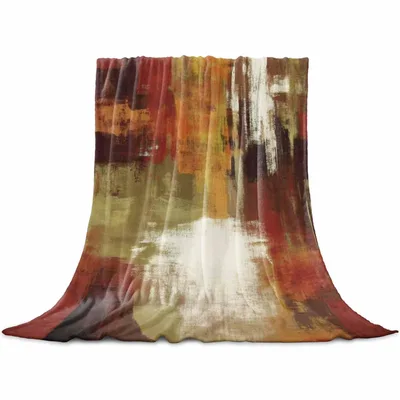 Abstract Burnt Orange Painting Blanket: Modern Oil Art Throw