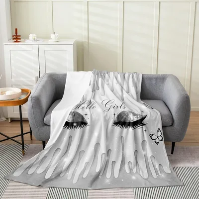 Eyelash Gradient Grey Fluid Blanket: Hello Girls Drip Design
