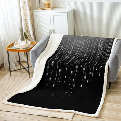 Black and White Sparkle Blanket: Abstract Geometric Star Trails