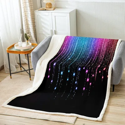Purple Blue Glitter Ombre Blanket featuring falling star trails