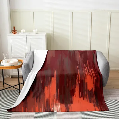 Red Abstract Brush Strokes Blanket: Bold Art for Modern Spaces
