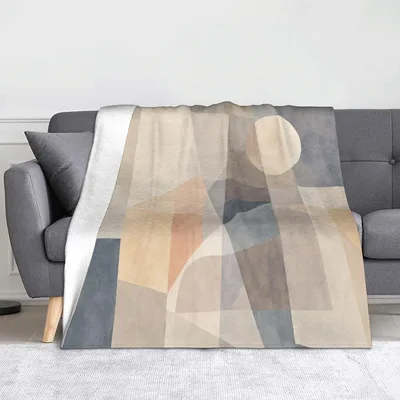 Abstract Geometric Shapes Blanket: Modern Art Print for Living Spaces