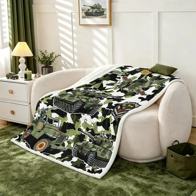 Military Aircraft Camouflage Pattern Blanket