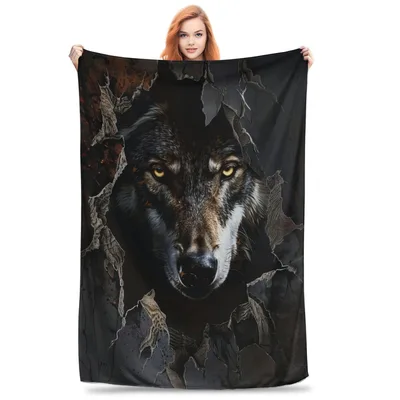 Wolf Gaze Through Torn Blanket: Intense Wolf Art Print