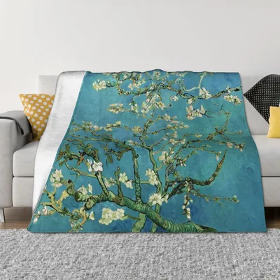Almond Blossom Branches Painting Blanket: Van Gogh Art Throw