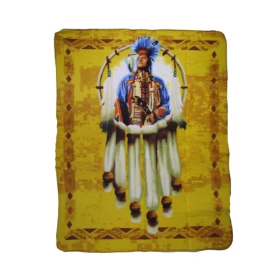 Native Chief with Dreamcatcher Blanket featuring traditional regalia