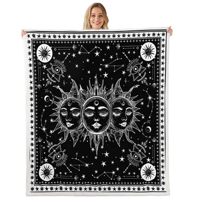 Celestial Sun Moon Mandala Blanket Trippy Astrology Art