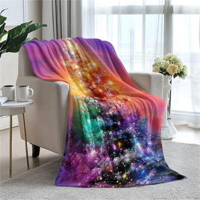Neon Galaxy Swirl Blanket: A Vibrant Cosmic Christmas Tree Design