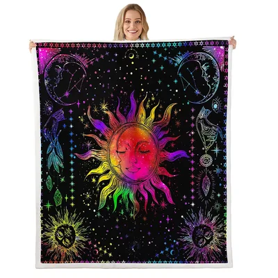Sun and Moon Galaxy Blanket: Trippy Sun and Moon Mandala Design
