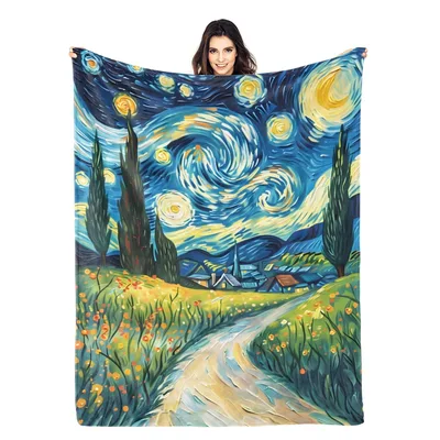 Starry Night Village Painting Blanket No. 2