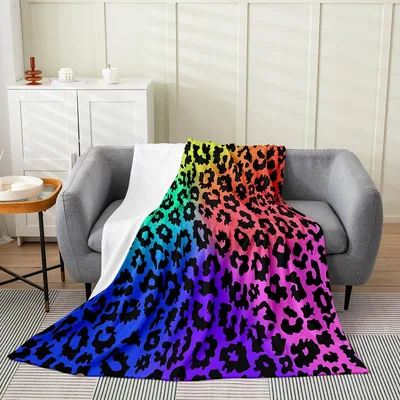 Rainbow Leopard Print Pattern Blanket No. 2
