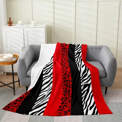 Leopard and Zebra Stripe Blanket Bold Animal Print Design