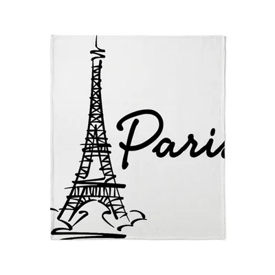 Paris Eiffel Tower Sketch Blanket features a hand-drawn