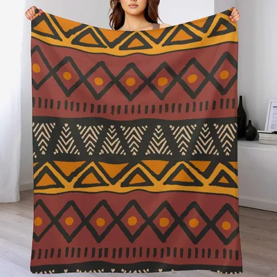 Tribal Triangle Geometric Pattern Blanket for Bohemian Home Decor