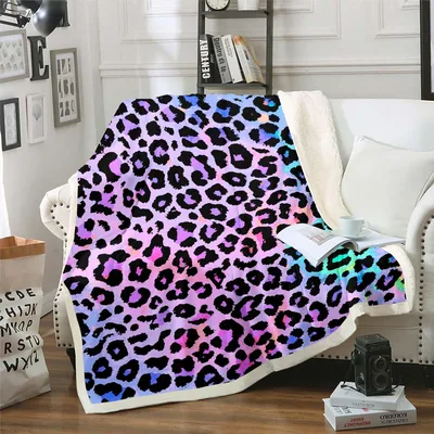 Colorful Leopard Print Pattern Blanket: Vibrant Faux Cheetah Art