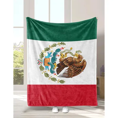 Mexico Flag with Eagle Blanket: National Pride Design for Your Home
