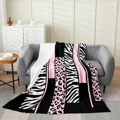 Pink Zebra Leopard Animal Blanket Bold Print for Wild Style